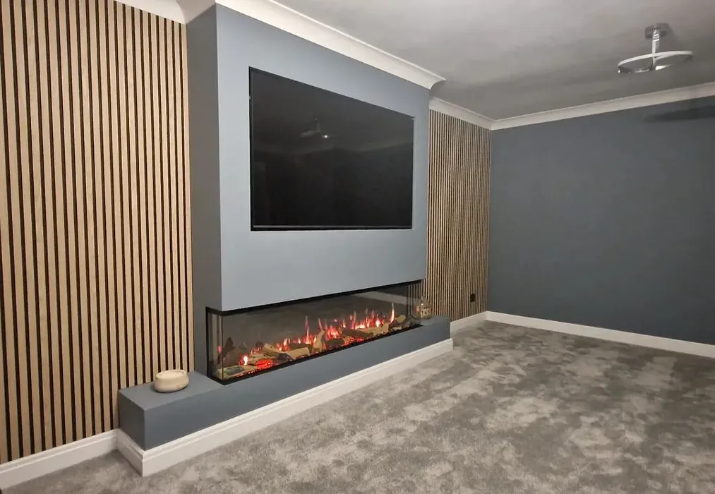 Dulux Denim Drift living room fireplace interior