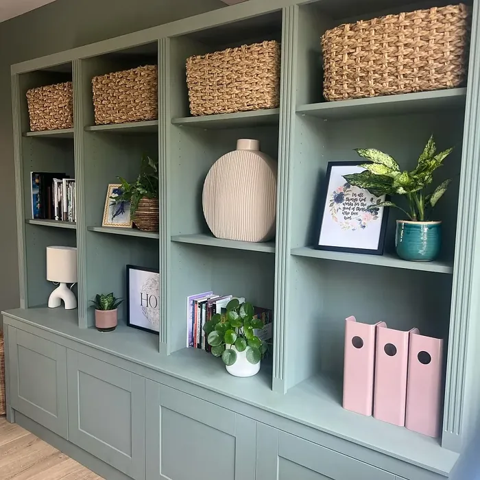 Farrow and Ball 79 painted storage inspo