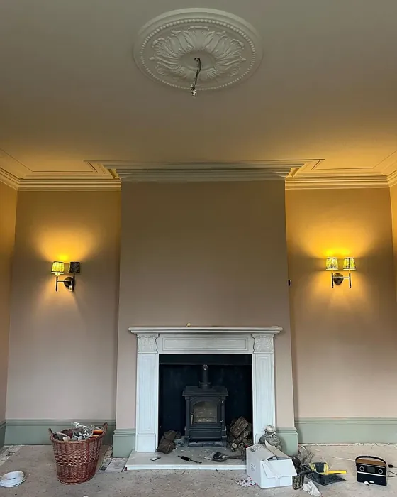 Farrow and Ball Stirabout living room fireplace paint review