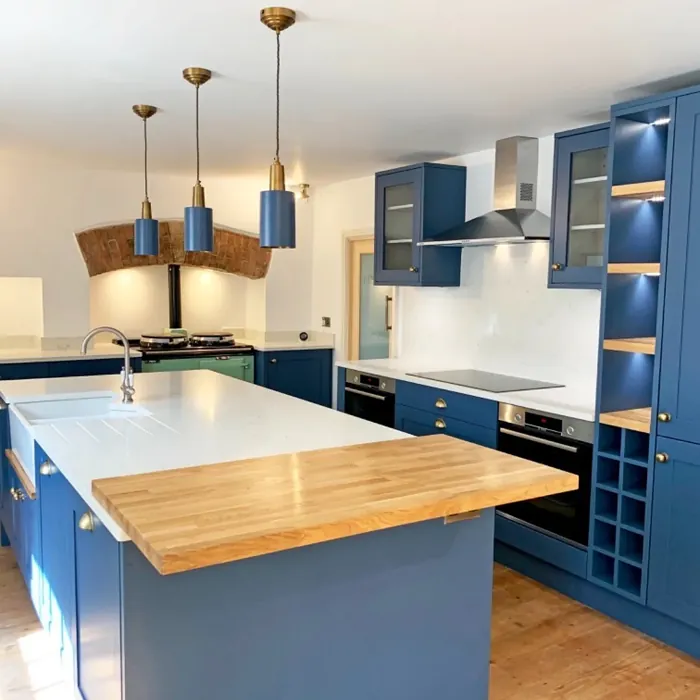 Little Greene Hicks' Blue 208 kitchen cabinets