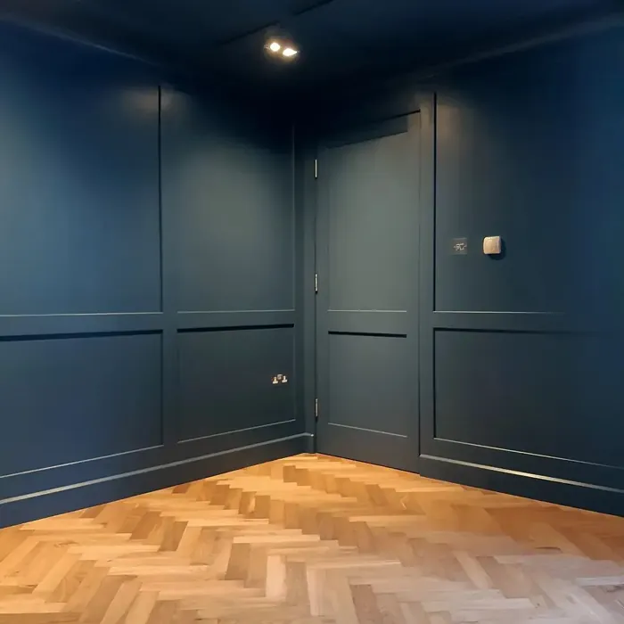 Little Greene Hicks' Blue 208 accent wall panelling