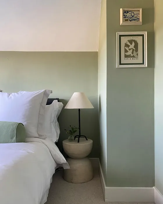 Farrow and Ball Vert De Terre cozy bedroom 
