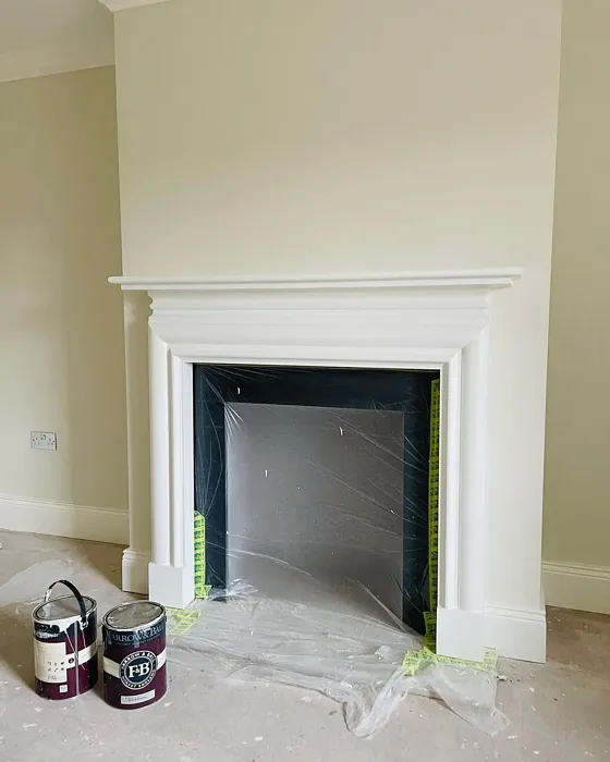 Farrow and Ball Wimborne White living room fireplace paint
