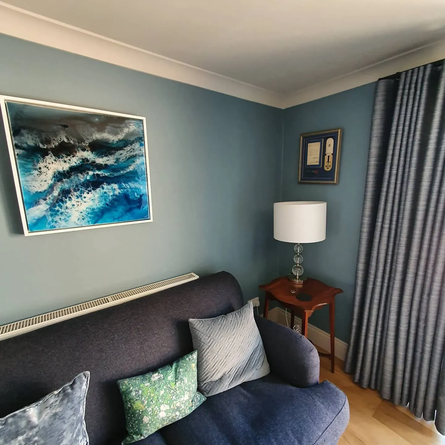 Benjamin Moore Wild Blue Yonder living room paint