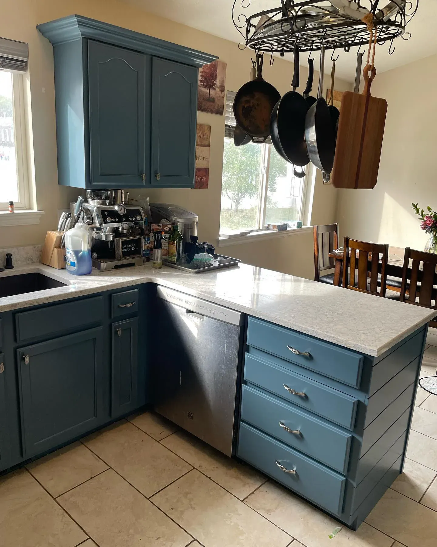 SW Bunglehouse Blue kitchen cabinets paint
