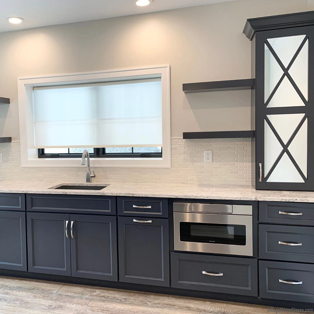 Charcoal blue kitchen cabinets
