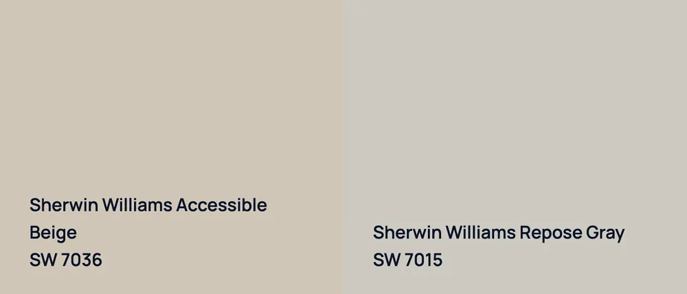 Sherwin Williams Accessible Beige SW 7036 vs Sherwin Williams Repose Gray SW 7015