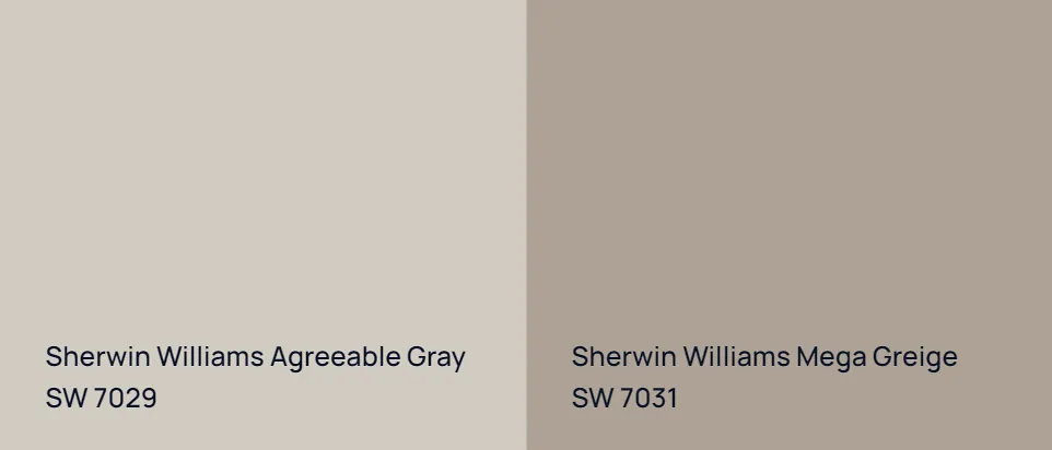 Sherwin Williams Agreeable Gray SW 7029 vs Sherwin Williams Mega Greige SW 7031