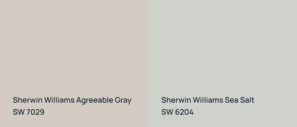 Sherwin Williams Agreeable Gray SW 7029 vs Sherwin Williams Sea Salt SW 6204