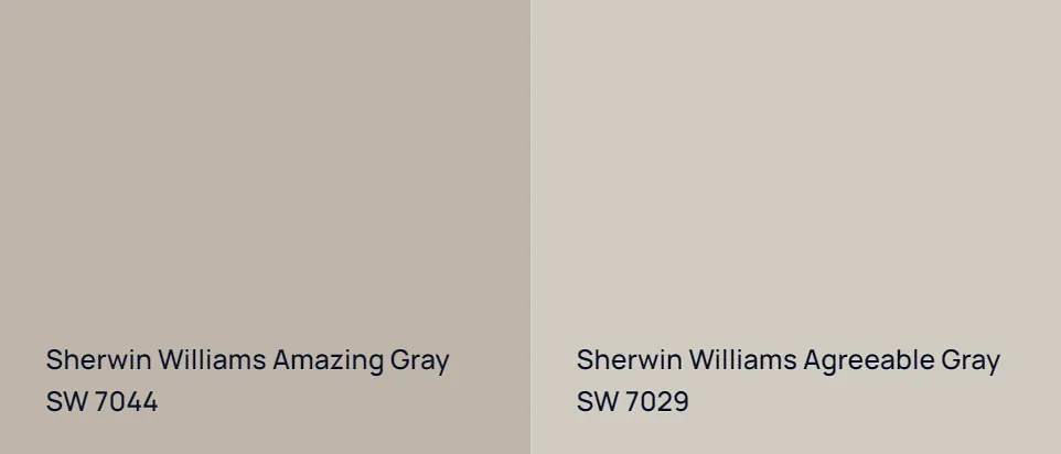 Sherwin Williams Amazing Gray SW 7044 vs Sherwin Williams Agreeable Gray SW 7029