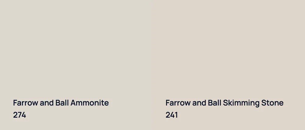 Farrow and Ball Ammonite 274 vs Farrow and Ball Skimming Stone 241