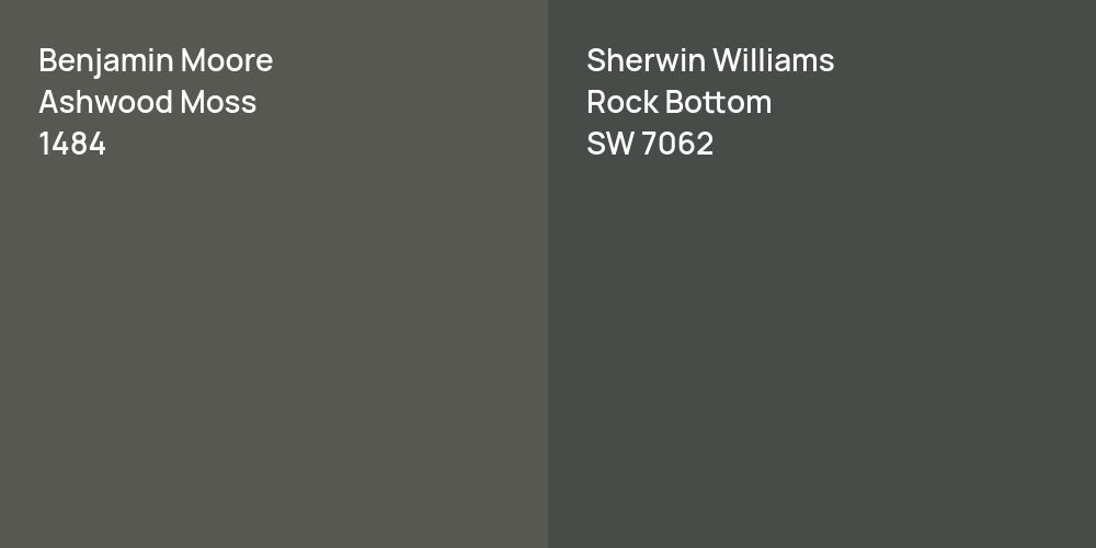 Benjamin Moore Ashwood Moss Vs Sherwin Williams Rock Bottom Comparison