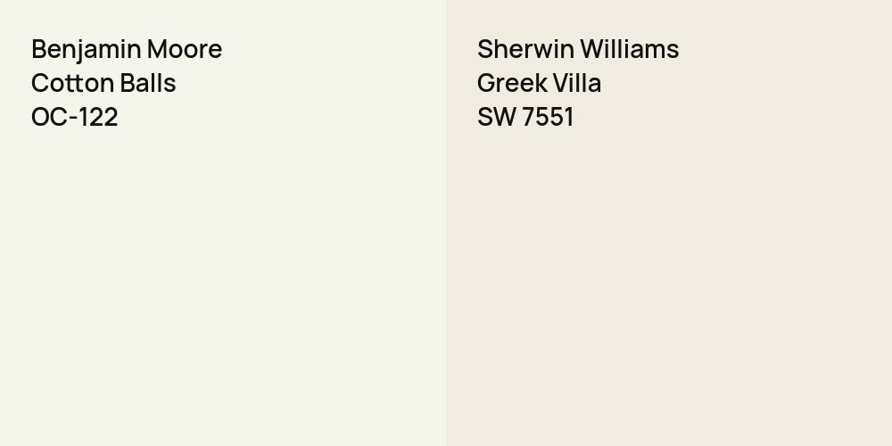 Benjamin Moore Cotton Balls Vs Sherwin Williams Greek Villa Comparison