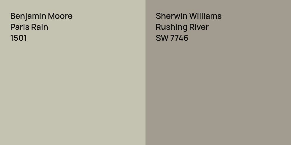 Benjamin Moore Paris Rain Vs Sherwin Williams Rushing River Comparison