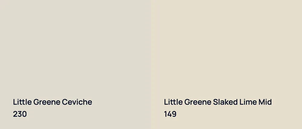Little Greene Ceviche 230 vs Little Greene Slaked Lime Mid 149