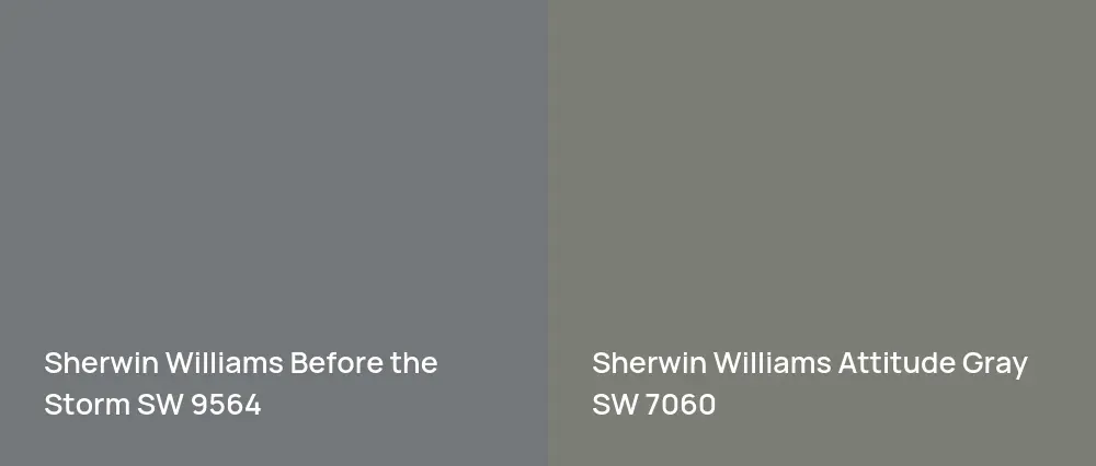 Sherwin Williams Before the Storm SW 9564 vs Sherwin Williams Attitude Gray SW 7060