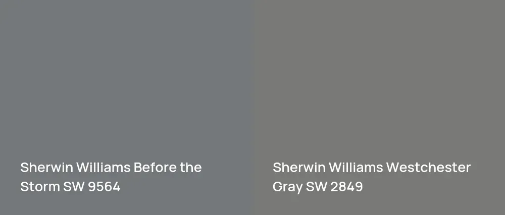 Sherwin Williams Before the Storm SW 9564 vs Sherwin Williams Westchester Gray SW 2849