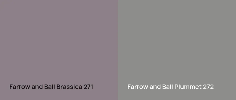 Farrow and Ball Brassica 271 vs Farrow and Ball Plummet 272