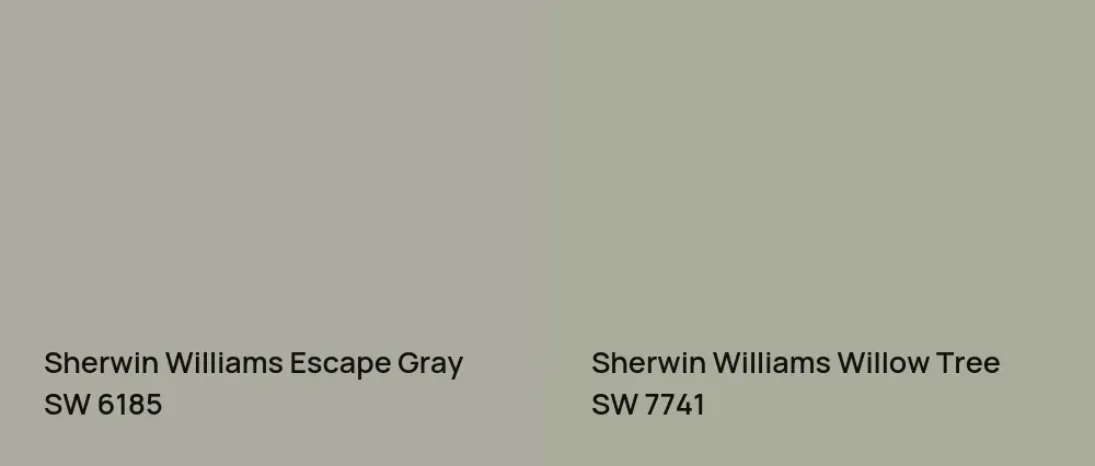 Sherwin Williams Escape Gray SW 6185 vs Sherwin Williams Willow Tree SW 7741
