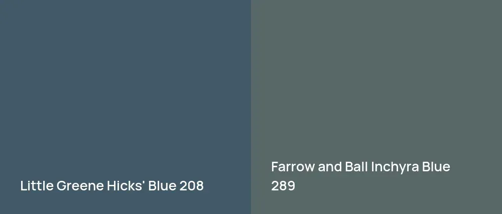 Little Greene Hicks' Blue 208 vs Farrow and Ball Inchyra Blue 289