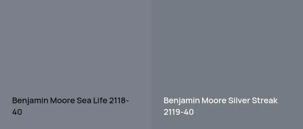 Benjamin Moore Sea Life 2118-40 vs Benjamin Moore Silver Streak 2119-40