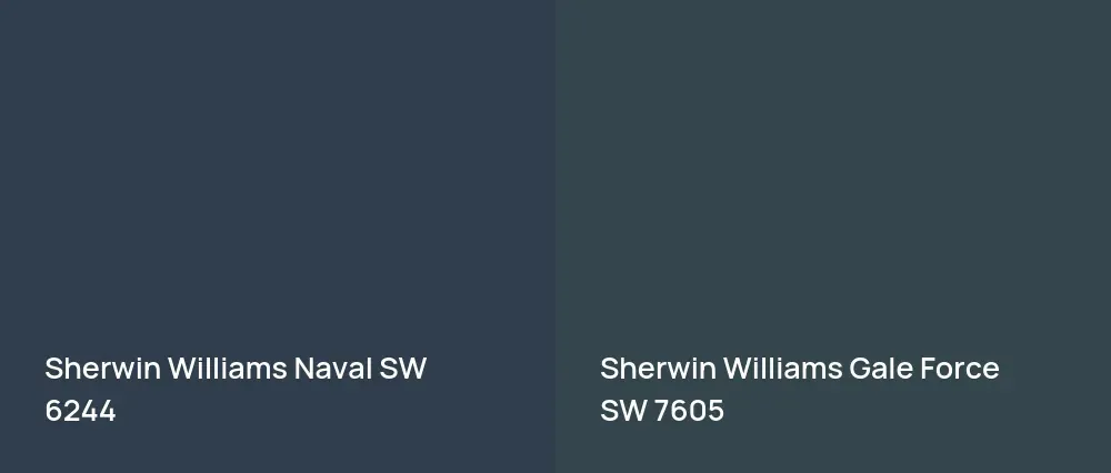 Sherwin Williams Naval SW 6244 vs Sherwin Williams Gale Force SW 7605