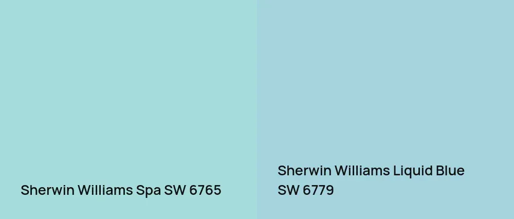 Sherwin Williams Spa SW 6765 vs Sherwin Williams Liquid Blue SW 6779