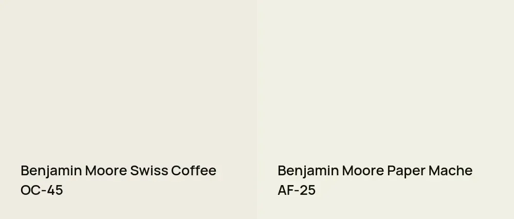 Benjamin Moore Swiss Coffee OC-45 vs Benjamin Moore Paper Mache AF-25