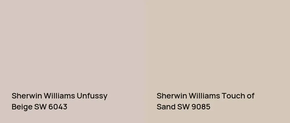 Sherwin Williams Unfussy Beige SW 6043 vs Sherwin Williams Touch of Sand SW 9085
