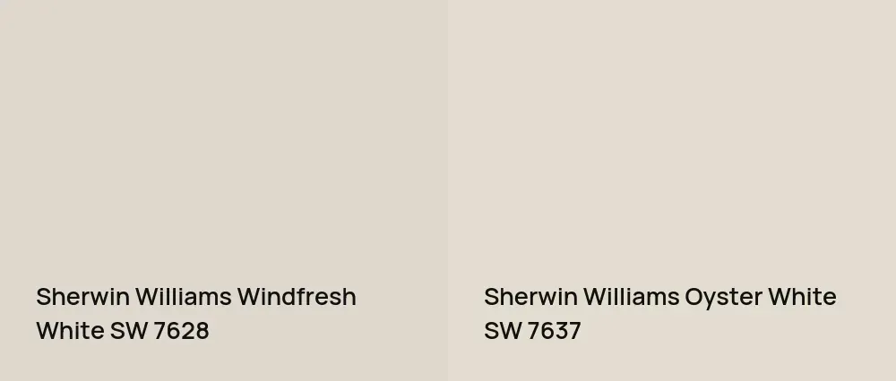 Sherwin Williams Windfresh White SW 7628 vs Sherwin Williams Oyster White SW 7637