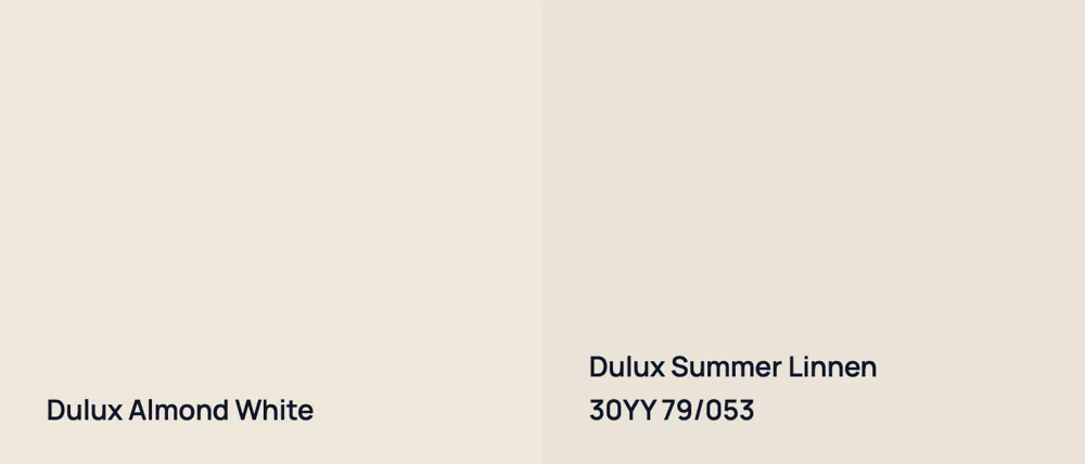 Dulux Almond White  vs Dulux Summer Linnen 30YY 79/053