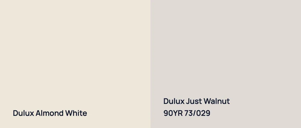 Dulux Almond White  vs Dulux Just Walnut 90YR 73/029