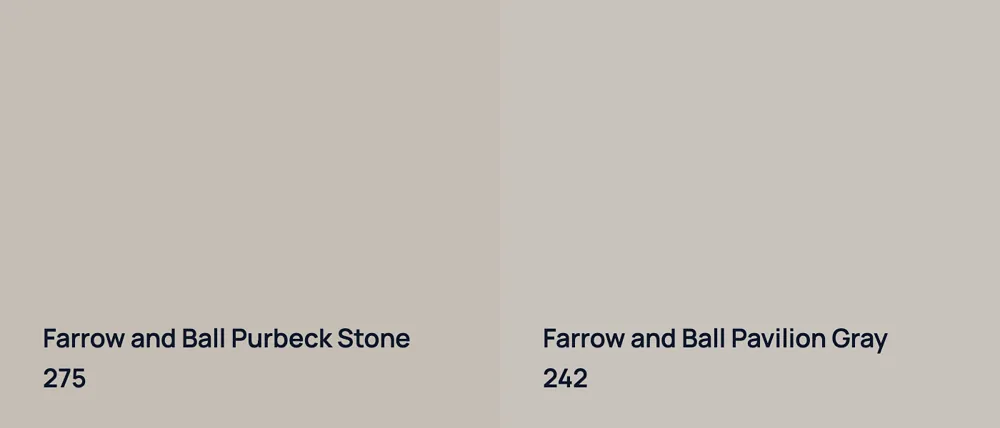 Farrow and Ball Purbeck Stone 275 vs Farrow and Ball Pavilion Gray 242