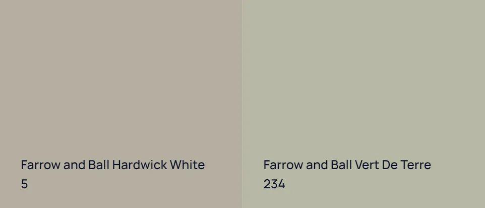 Farrow and Ball Hardwick White 5 vs Farrow and Ball Vert De Terre 234