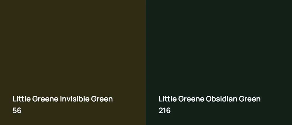 Little Greene Invisible Green 56 vs Little Greene Obsidian Green 216