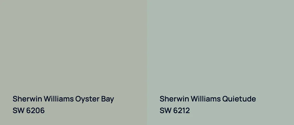 Sherwin Williams Oyster Bay SW 6206 vs Sherwin Williams Quietude SW 6212