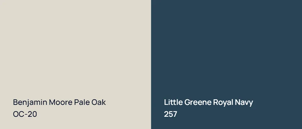 Benjamin Moore Pale Oak OC-20 vs Little Greene Royal Navy 257