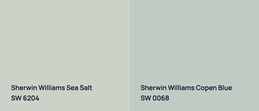 Sherwin Williams Sea Salt SW 6204 vs Sherwin Williams Copen Blue SW 0068