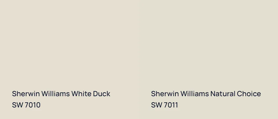 Sherwin Williams White Duck SW 7010 vs Sherwin Williams Natural Choice SW 7011