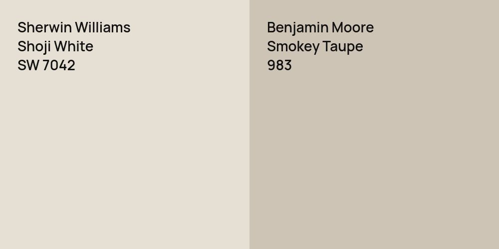 Sherwin Williams Shoji White Vs Benjamin Moore Smokey Taupe Comparison