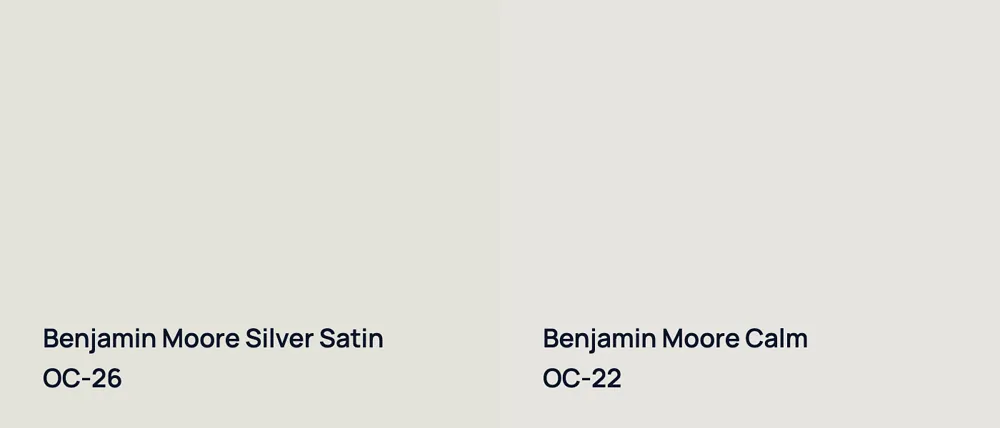 Benjamin Moore Silver Satin OC-26 vs Benjamin Moore Calm OC-22