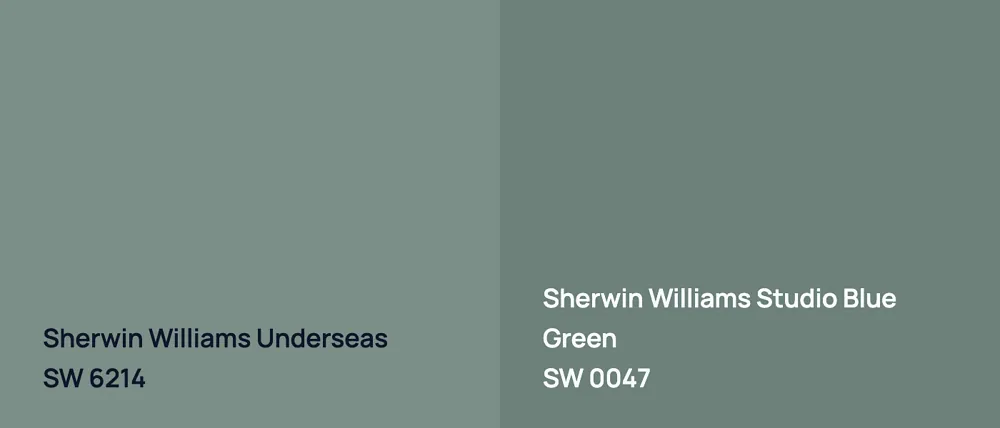 Sherwin Williams Underseas SW 6214 vs Sherwin Williams Studio Blue Green SW 0047