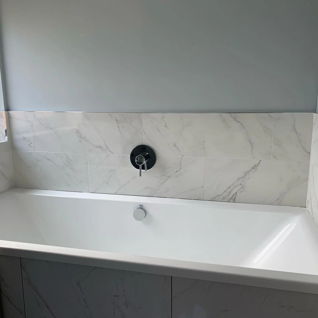 Light blue bathroo interior Borrowed Light review