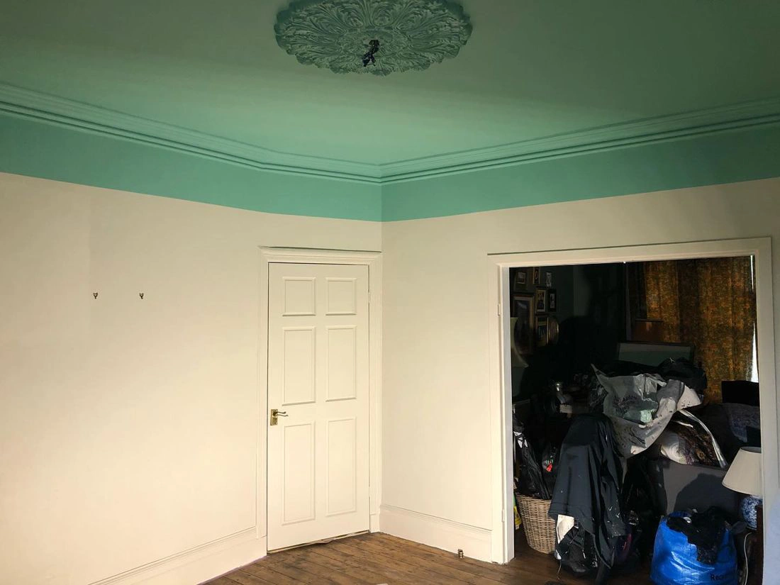 Farrow and Ball Arsenic 214 ceiling