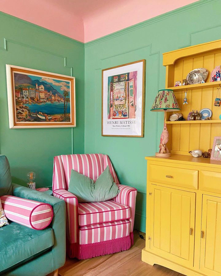 Farrow and Ball Arsenic 214 eclectic interior