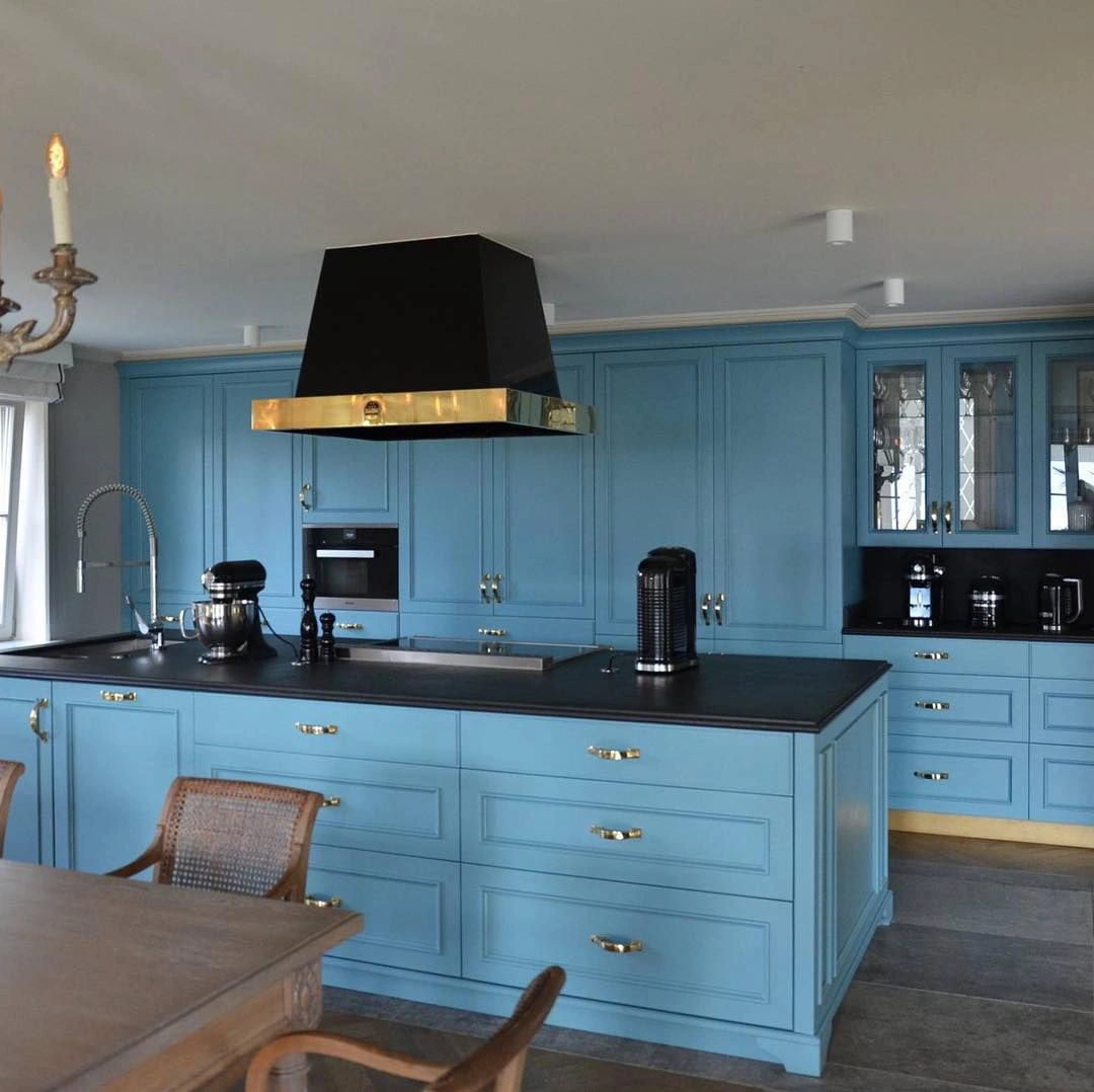 Farrow and Ball Blue Ground 210 kitchen cabinets