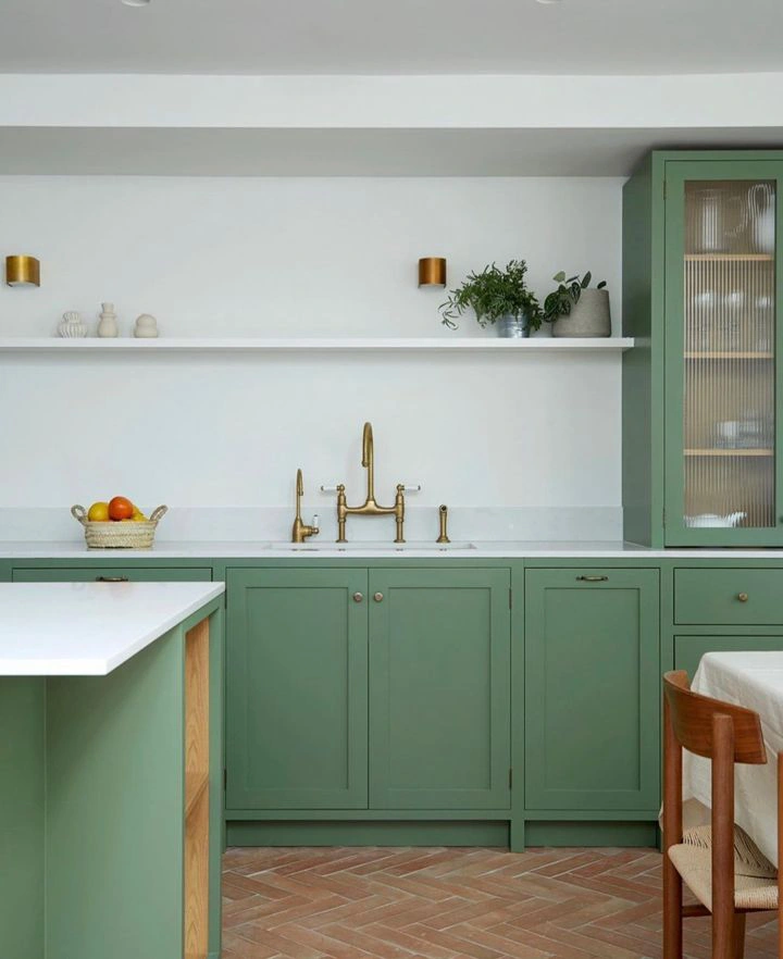 Farrow and Ball Calke Green 34 kitchen cabinets