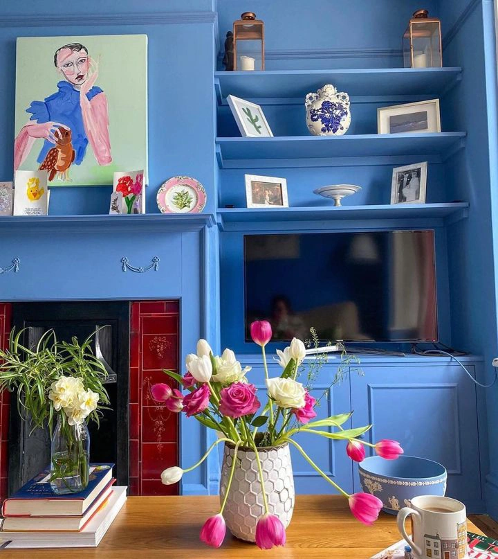 Farrow and Ball Cook's Blue 237 painted storage and walls