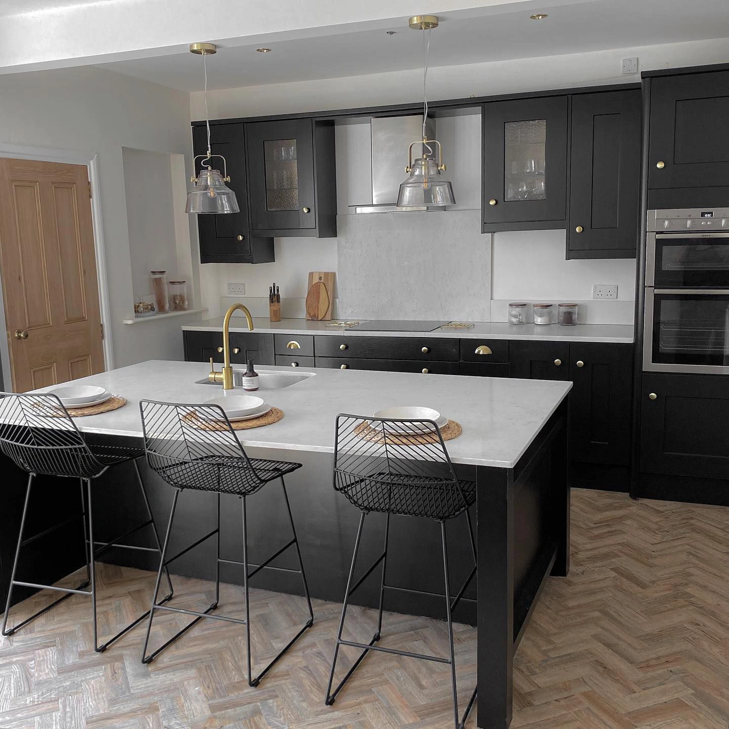 Farrow and Ball Pitch Black 256 kitchen cabinets