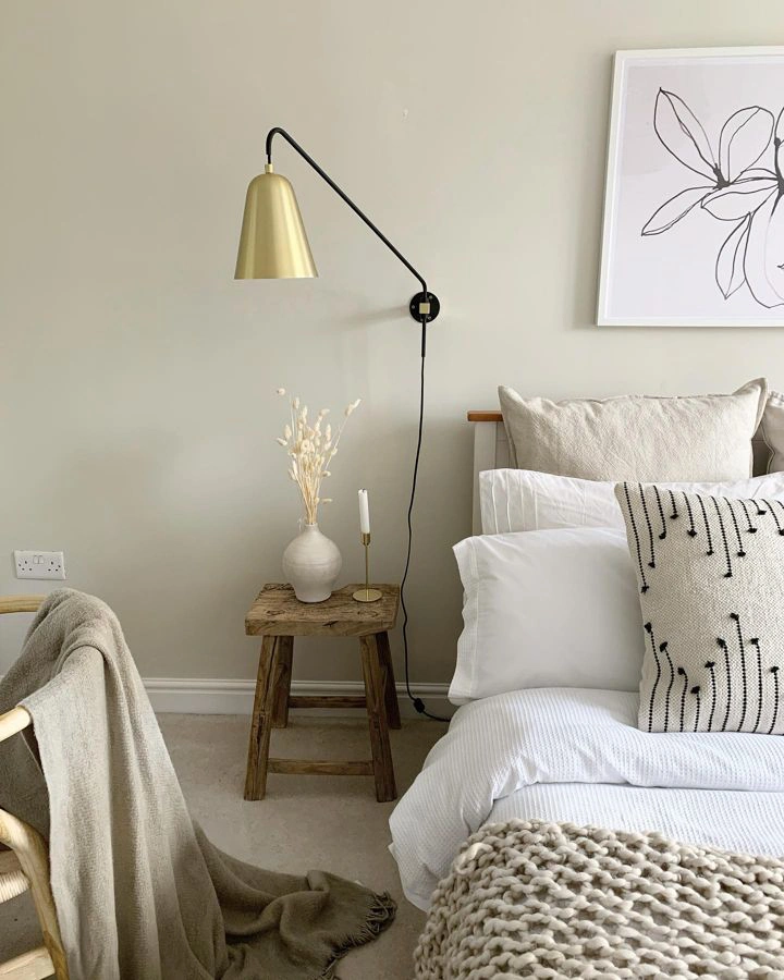 Farrow and Ball Shadow White 282 greige bedroom